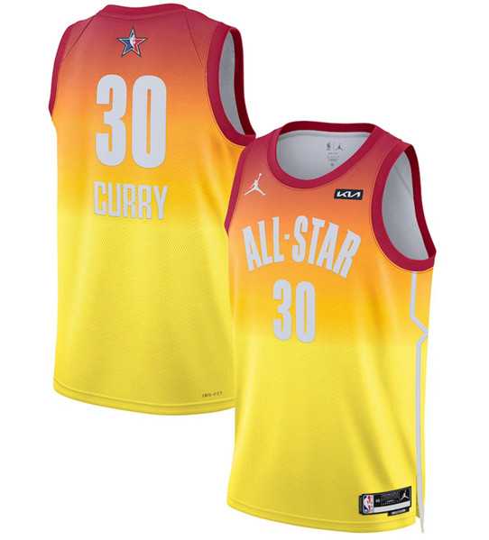 Mens 2023 All-Star #30 Stephen Curry Orange Game Swingman Stitched Basketball Jersey Dzhi